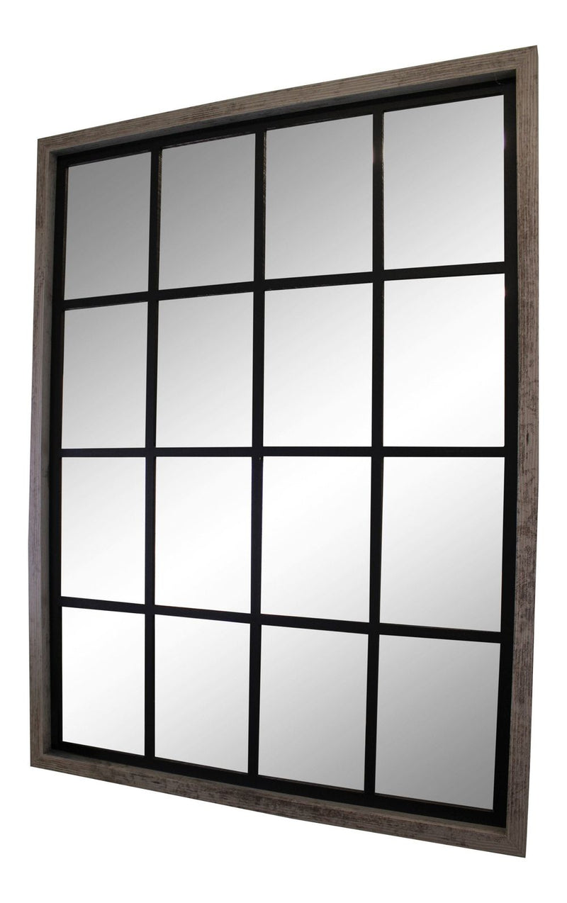 Premium Grey Window Style Wall Mirror - 60x80cm - Best Quality