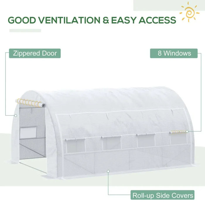 Premium 4x3x2m Polytunnel Greenhouse - Steel Frame - White