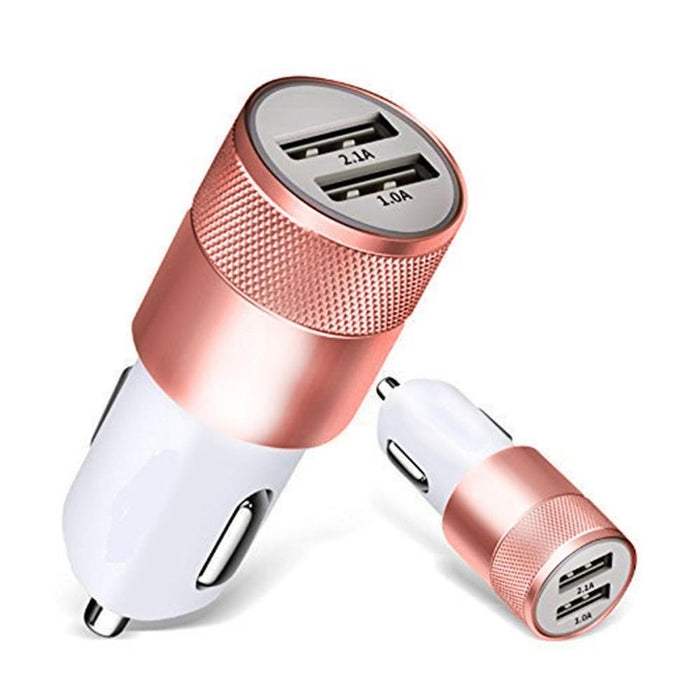 FX Powabud Car Charger USB 2.1A Twin Socket Rose Gold