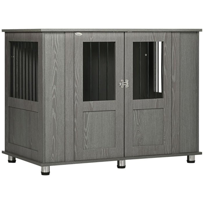 Premium Large Dog Crate Cage - Stylish Indoor End Table Kennel, Grey