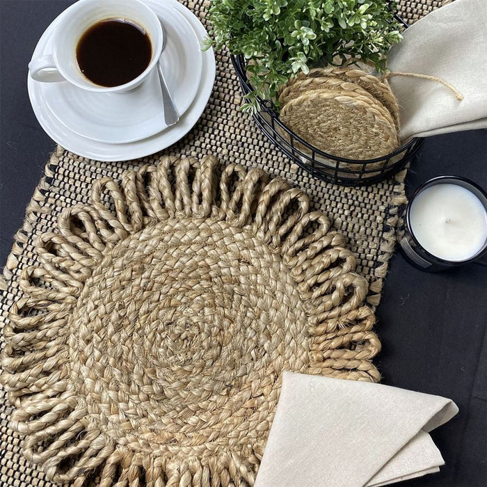 Premium Jute Star Placemats - Natural - Set of 2 - 36x36cm