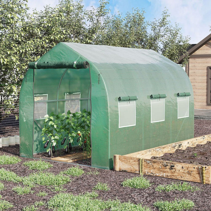 Garden Polytunnel Walk-in Greenhouse Round Gable Top Window Heat Shed