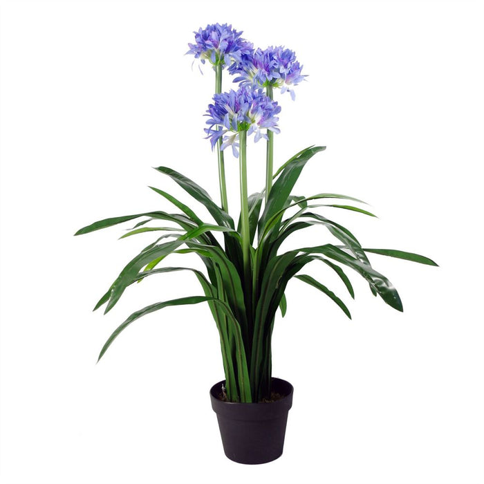 Premium 90cm Blue Silk Flower Agapanthus Plant - Lifelike Beauty for Indoors - Free Pot Included