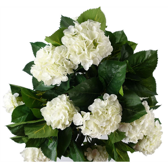 Premium Artificial White Hydrangea Plant - 75cm Tall, Silk Flowers, Wood Trunk