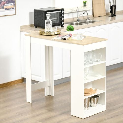 Coffee Bar Table Two-function design Natural Wood Effect 115W x 50D x 102.7Hcm 100kg