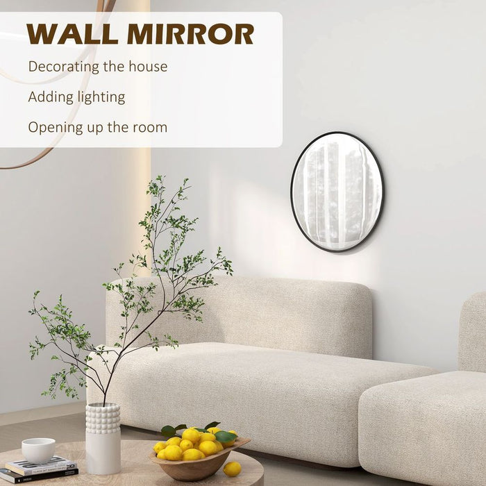 Premium HOMCOM 61cm Black Wall Mirror - Bedroom, Living Room, Bathroom - High Quality - Perfect Home Decor