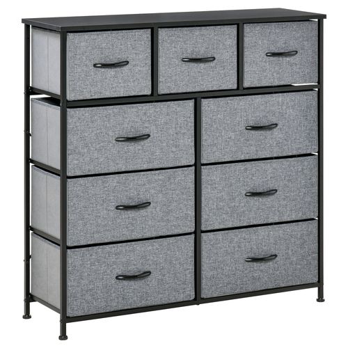 HOMCOM 9 Drawers Storage Chest Dresser Organizer Unit w/ Foldable Bin