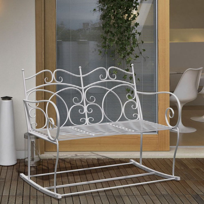 Premium 2-Seater Rocking Chair: Metal Outdoor Bench - Weather Resistant, Antique Design - Enhance Your Outdoor Space Now!