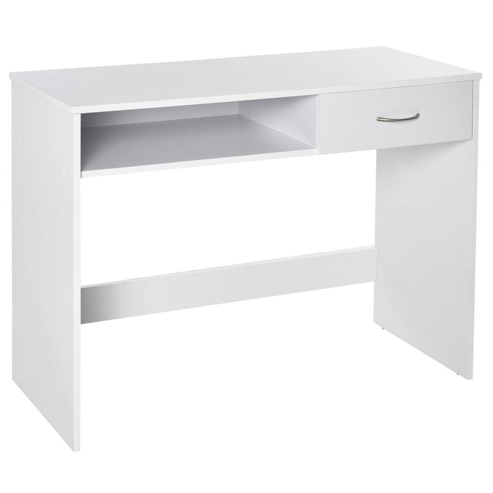 Sleek White Computer Desk w/ Shelf & Drawer - Perfect for Home or Office