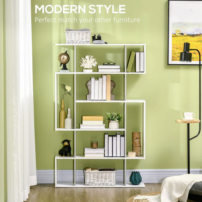 Premium 5-Tier Bookshelf: Stylish Modern Bookcase w/ 13 Open Shelves, White