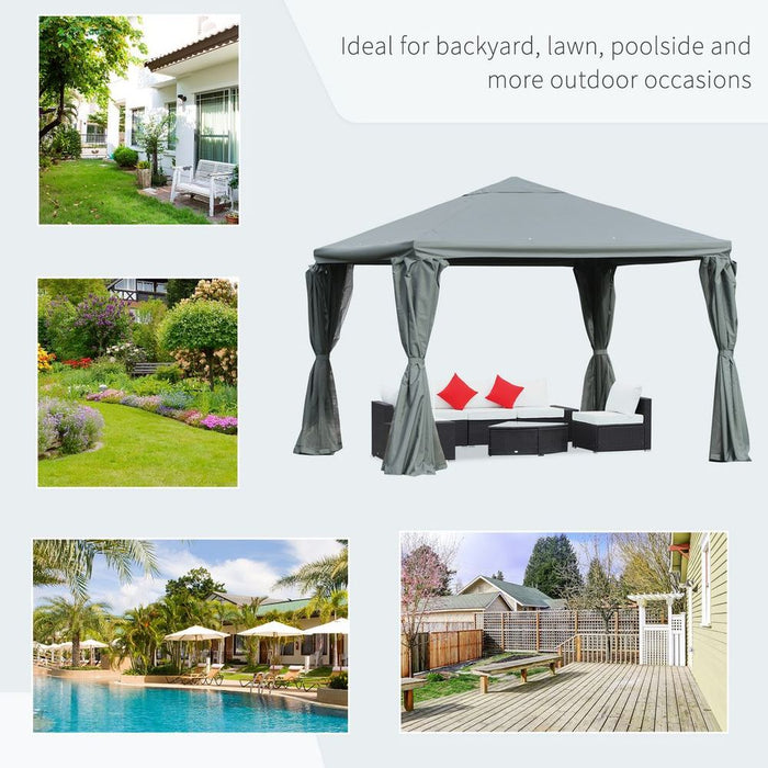 Premium Aluminum Frame Outdoor Gazebo - Canopy & Sidewalls for All-Weather Parties