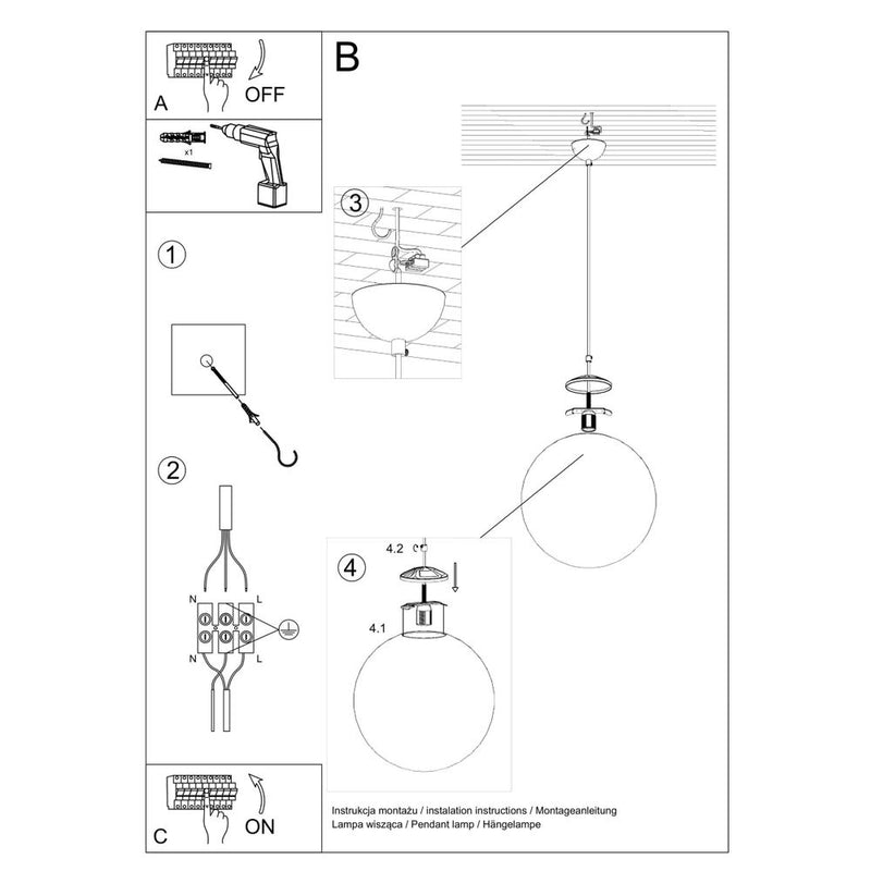 Minimalistic Pendant Lamp - Steel, Glass Ugo Design