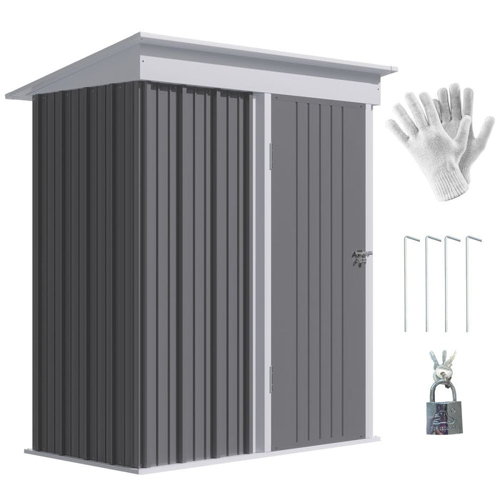 Premium Steel Lean-To Shed: Bike Storage, Adjustable Shelf, Lock - 5x3