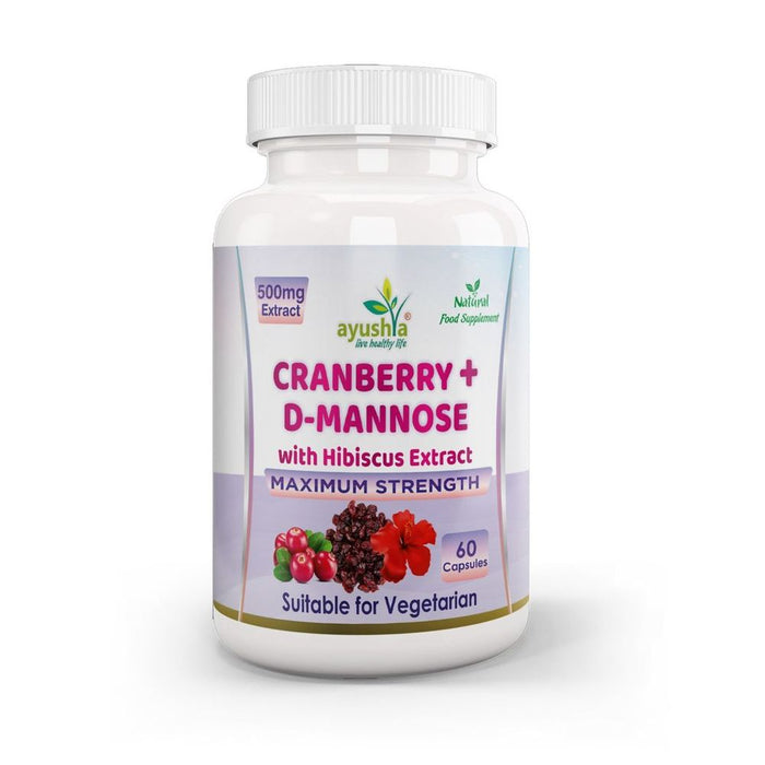 Cranberry D-Mannose Capsules: UTI Bladder Support Cystitis + Hibiscus Extract