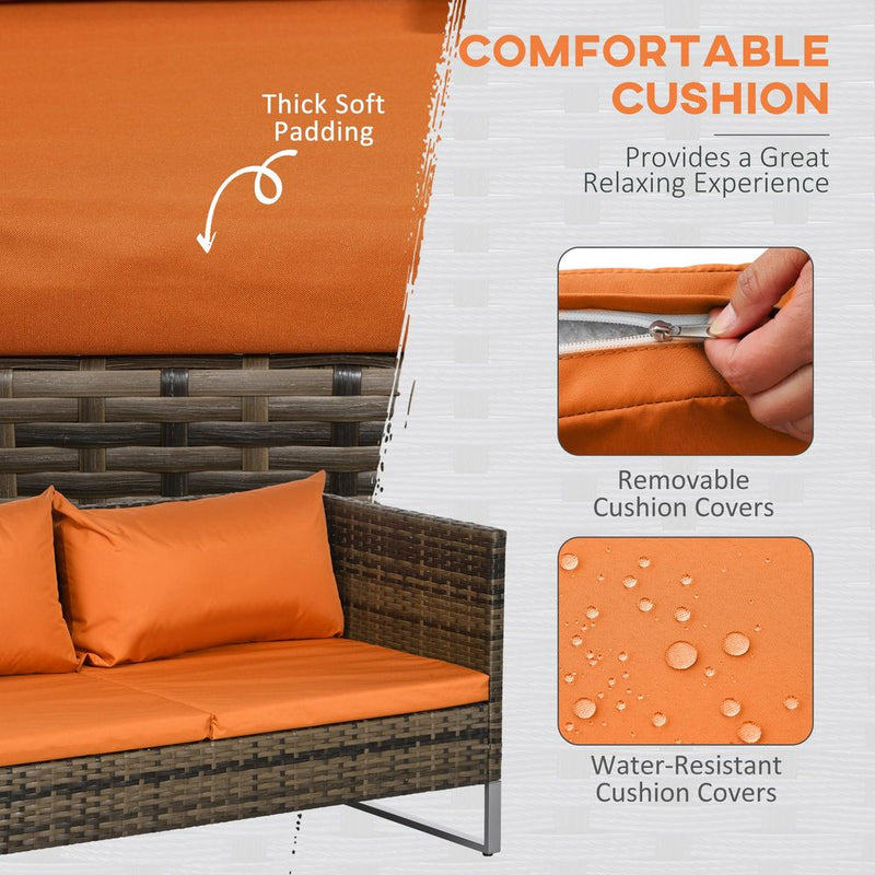 Ultimate Comfort 4Pcs Rattan Sofa Set + Cushions for Patio Garden - Outsunny