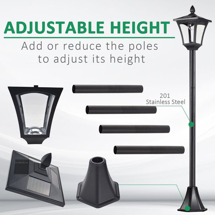 Premium Solar Lamp Post by Outsunny: Stylish, Automatic, Durable, IP44, 18Lx18Wx160H cm-Black