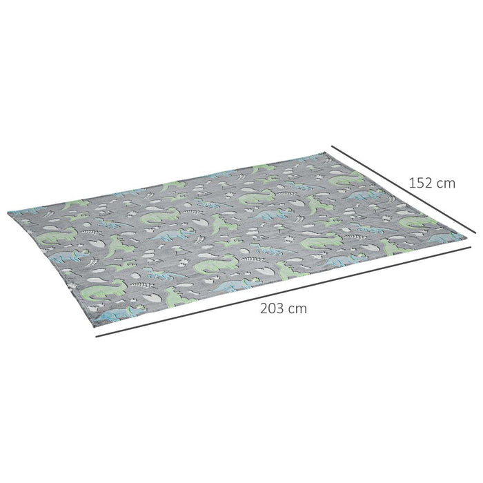 Glow in the Dark Dinosaur Flannel Fleece Blanket - 203x152cm - Double Size - Perfect for Cozy Nights and Outdoor Adventures