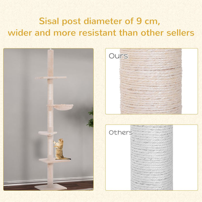 Luxury 5-Tier Cat Tree Scratching Post Tower - Floor to Ceiling