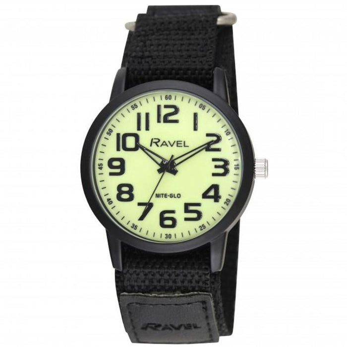 Ravel Mens Nite Glo Velcro Strap Watch - Bold Arabic Dial. High Quality. R1601.64.NG