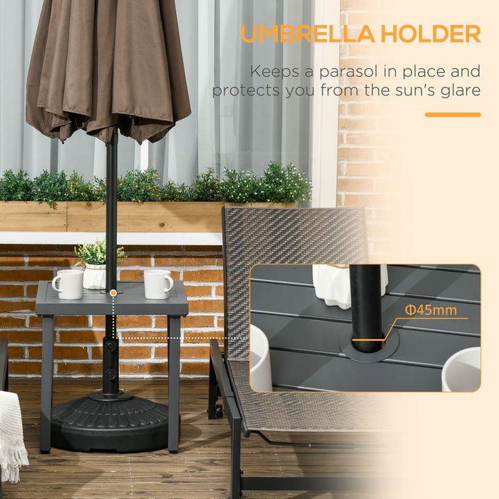 Premium Outsunny Garden Side Table - Durable Steel Frame, Umbrella Hole - Perfect for Patio, Balcony