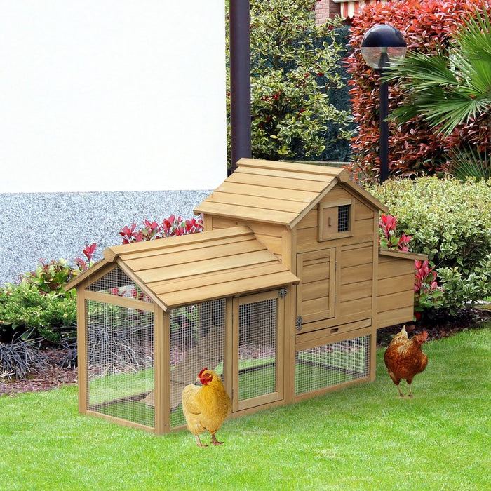 Small Chicken Coop Hen Cage Nesting Box Outdoor Run Wood Color 150.5 x 54 x 87cm