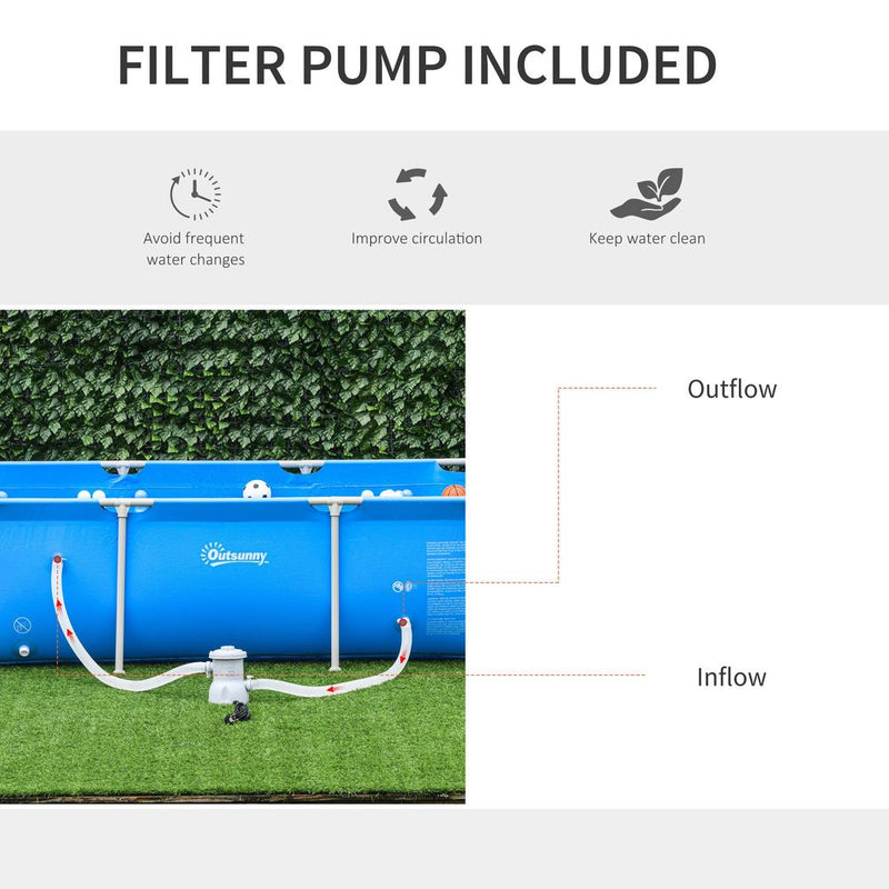 Steel Frame Pool & Filter Pump & Cartridge Rust Resistant 252 x 152 x 65cm Blue