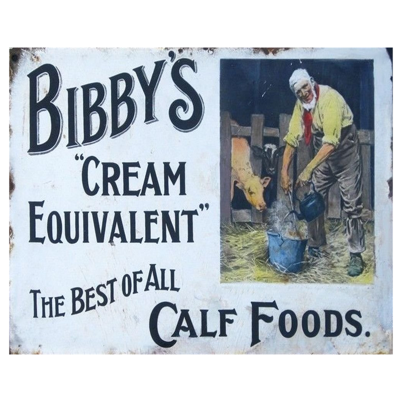Retro Metal Sign - Vintage Bibby's Calf Foods Advertisement