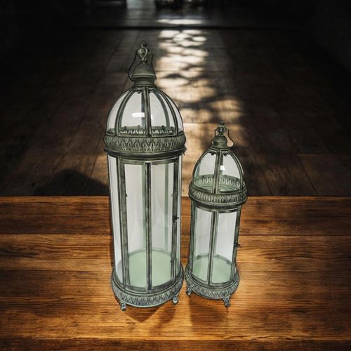 90/71CM SET 2 METAL GARDEN LANTERNS