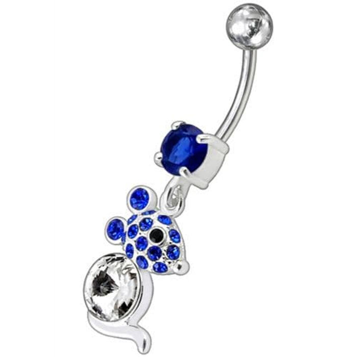 Jeweled Dangling Banana Bar Fancy Small Rat Belly Ring