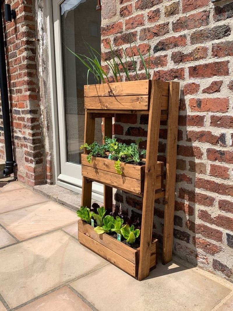 Premium Natural Wood Herb Planter - Handcrafted in Britain, 8L Capacity, Rustproof Bolts - 10 Year Rot Free Guarantee