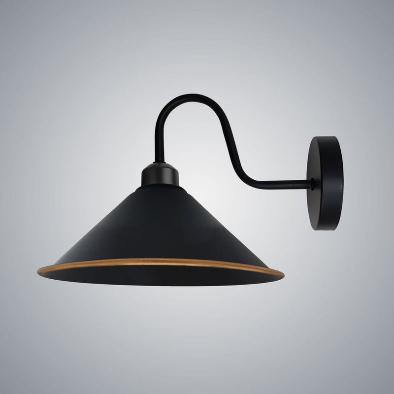 Vintage Black Swan Neck Wall Light Fixture, E27 Socket, Cone Shape Shade - Best Quality, 3 Year Warranty