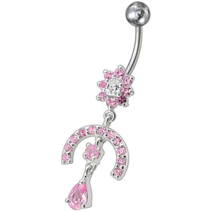 Fancy Studded Jeweled Dangling Navel Ring