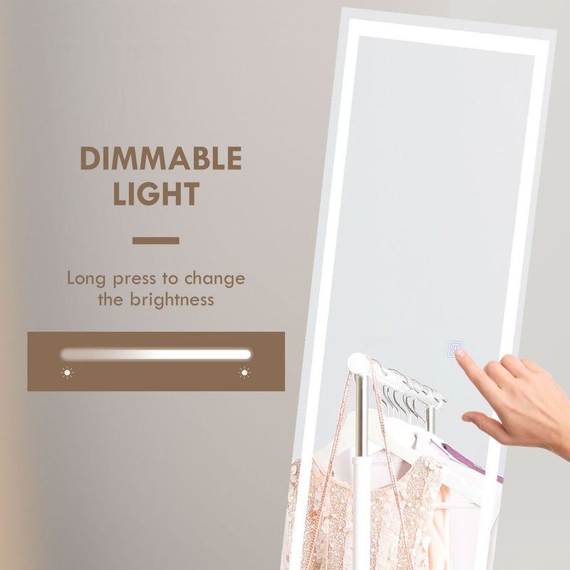 HOMCOM LED Lighted Full Length Mirror - Dimmable & Stylish Bedroom Decor