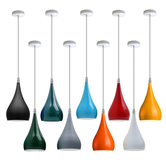 Metal E27 Teardrop Pendant Light Modern Industrial Hanging Light Fixture