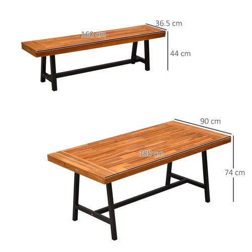 3 Pieces Acacia Wood Picnic Dining Set Outdoor Indoor Furniture Outsunny