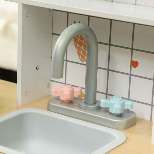 AIYAPLAY Toy Kitchen, Pretend Role Play Kitchen with Hob, Sound and Light, Coffee Machine, Ice Maker, Microwave, Oven, Storage Space, for Boys and Girls Aged 3+ Years