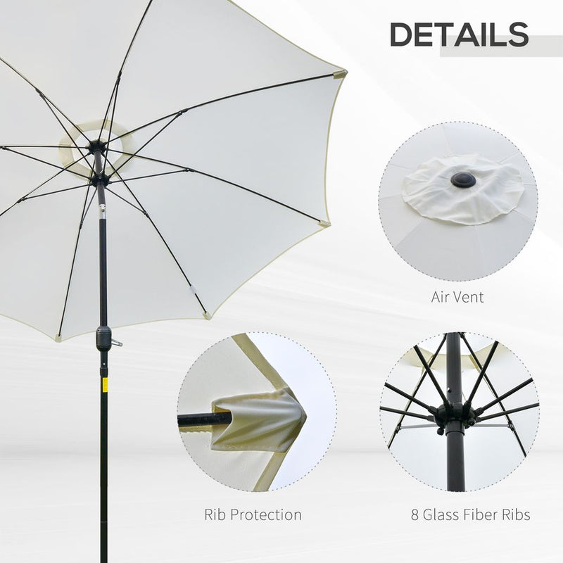 Premium Outsunny 2.6M Umbrella - Cream White, High Quality, Reliable, Durable, Stylish Design