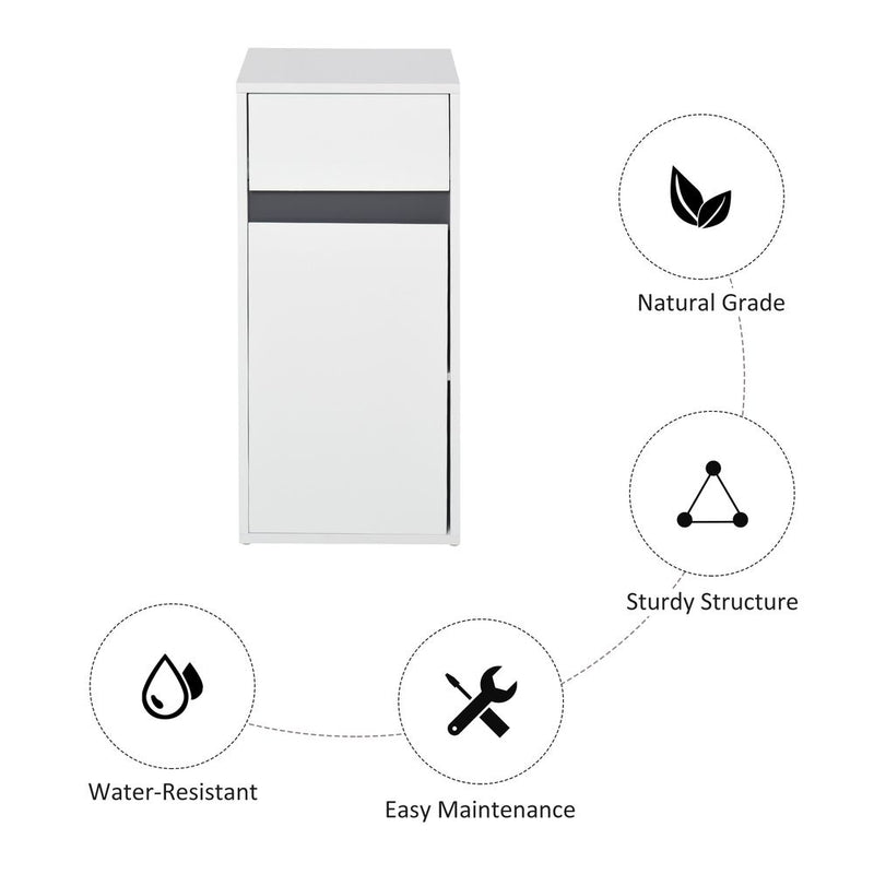 HOMCOM Modern Minimalistic Bathroom Storage Cabinet w/Drawer Cupboard Adjustable Shelf Door Home Organiser Sleek Beautiful Freestanding Compact White