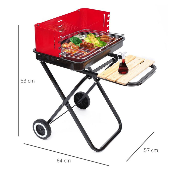 Portable Folding Charcoal BBQ Grill | Red & Black | High Quality & Easy to Transport