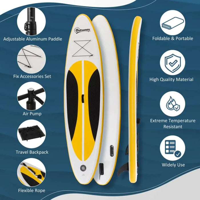 10ft Inflatable Paddle Stand Up Board, Adjustable Paddle Non-Slip Deck Board