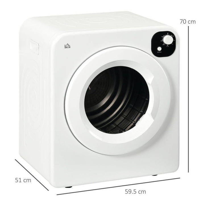 HOMCOM 6kg Vented Tumble Dryer with 7 Dry Programmers for Small Spaces White