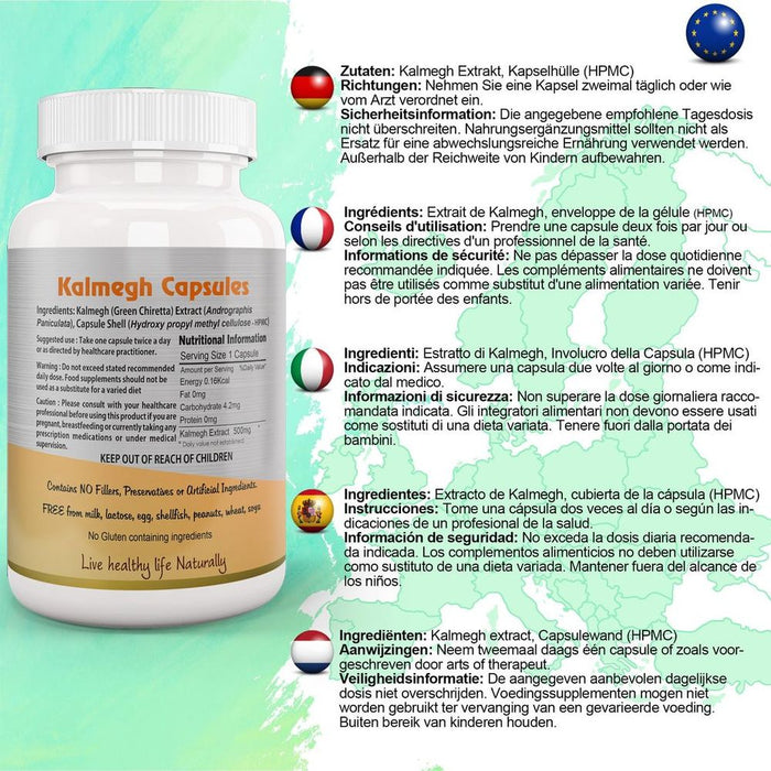 Andrographis Kalmegh Chirata Capsule - Powerful Ayurvedic Herb with Antioxidants, Anti-Inflammatory & Digestive Benefits