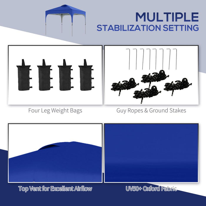 Premium 3x3M Pop Up Gazebo in Blue - Easy Setup, Portable Design, UV50+ Protection