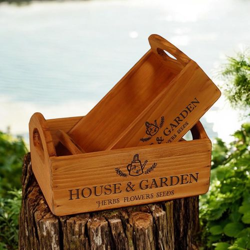 SET 2 WOODEN FLOWER PLANTERS