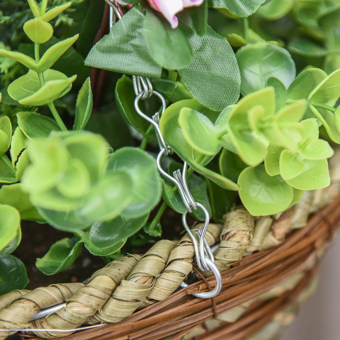 Pack of 2 Artificial Lisianthus Flowers Hanging Planter with Basket