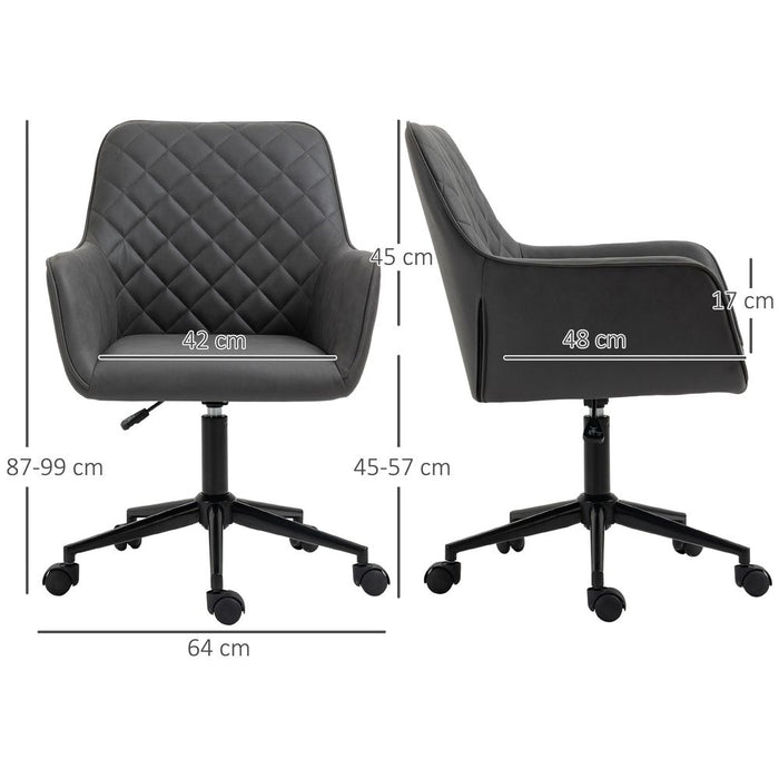 Argyle Office Chair Leather-Feel Fabric Home Study Leisure  Wheels Vinsetto