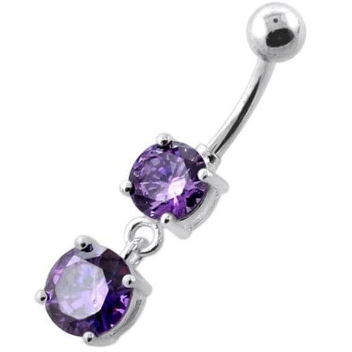 Round Jeweled Hanging Navel Belly Bar