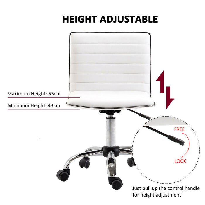 Armless Mid-Back Adjustable Office Chair  360 Swivel Ergonomic White HOMCOM