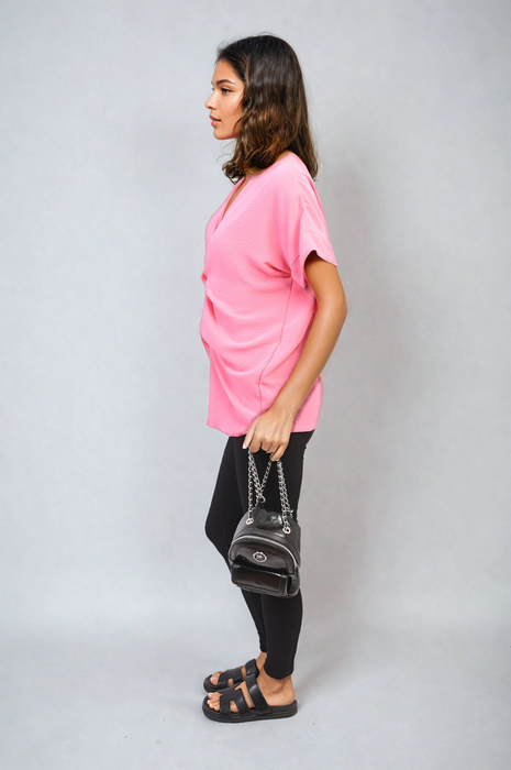 Effortlessly Chic V-Neck Twist Front Top: Perfect for Casual or Formal Settings, Comfortable Fit, Versatile Style