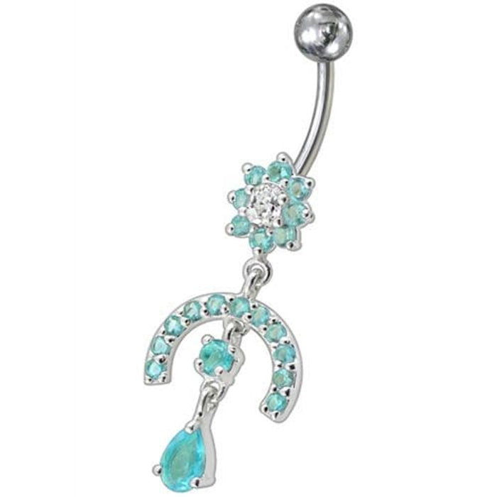 Fancy Studded Jeweled Dangling Navel Ring